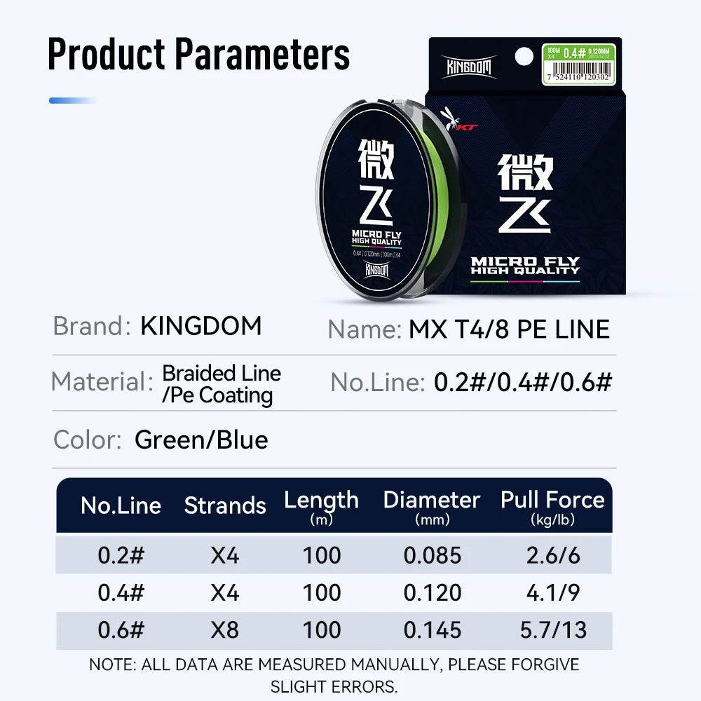 Kingdom Micro Fly MX T4/T8 PE Braided Fishing Line - Fish & Cheaps | Fishing & Outdoor Gear