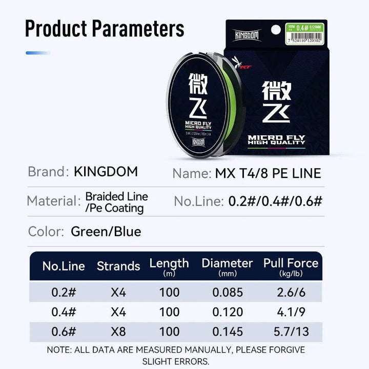 Kingdom Micro Fly MX T4/T8 PE Braided Fishing Line - Fish & Cheaps | Fishing & Outdoor Gear