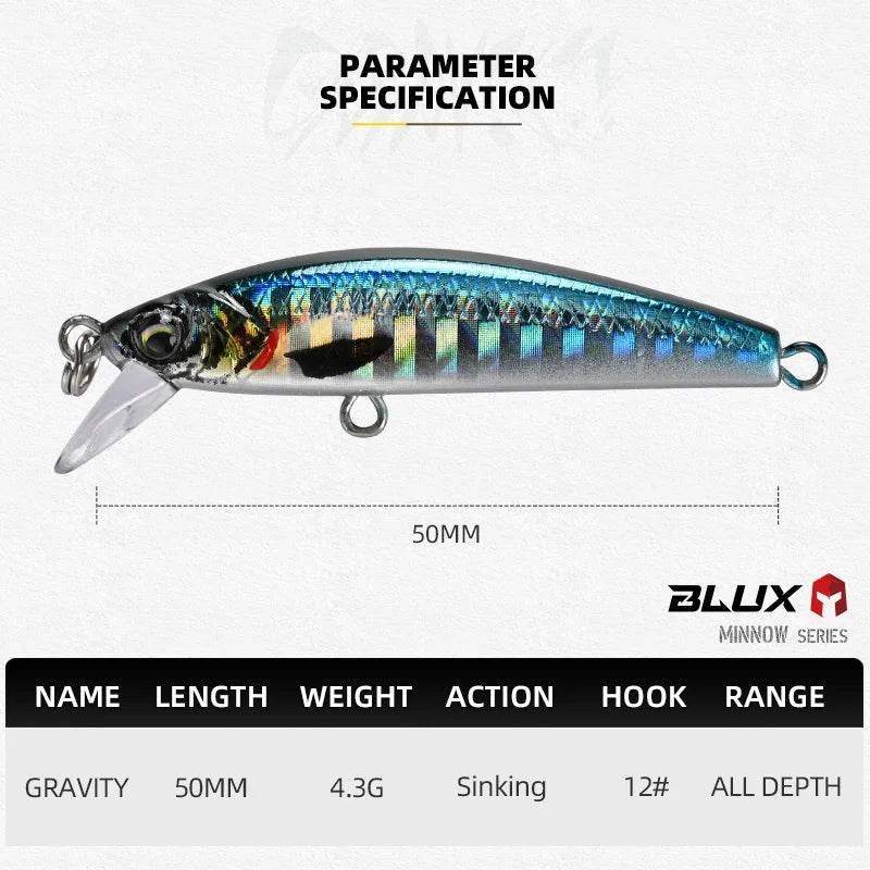 BLUX Gravity Minnow 50mm Heavy Sinking Lure - Fish & Cheaps | Fishing & Outdoor Gear