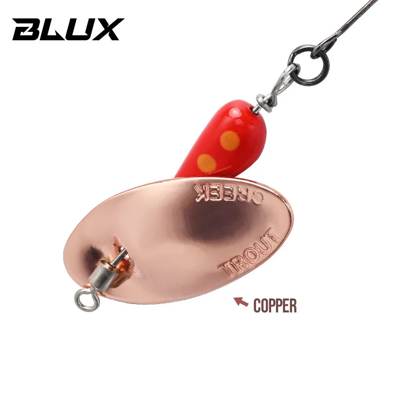 BLUX AR-S Rotating Spinner Metal Lure 2.1g/3.5g Single Hook Artificial Bait Copper Blade Spoon Stream Area Trout Fishing Lure