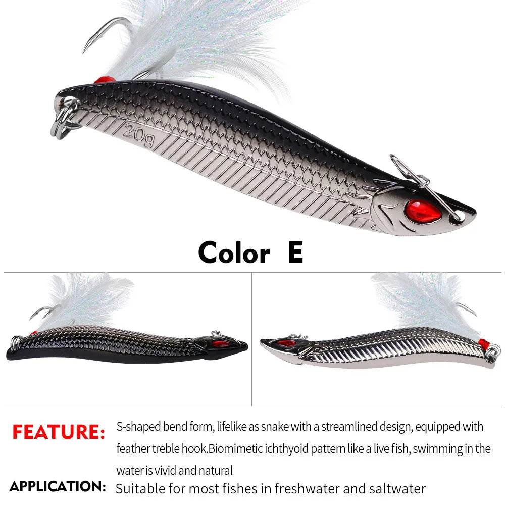 PROBEROS Spinner Spoon Metal Lure – Leech Feather Treble Hook - Fish & Cheaps | Fishing & Outdoor Gear