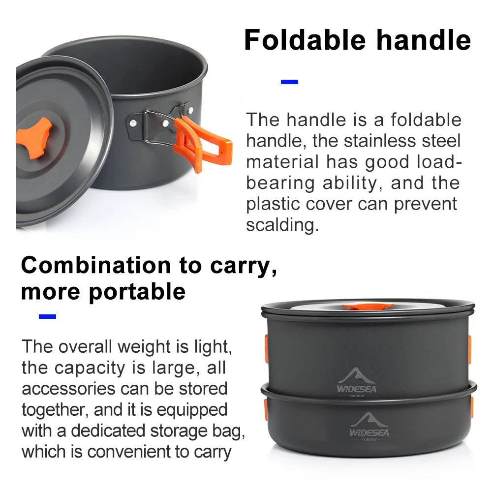Widesea 2–3 Person Pot Set — Non-Stick Aluminium Cookware - Fish & Cheaps | Fishing & Outdoor Gear