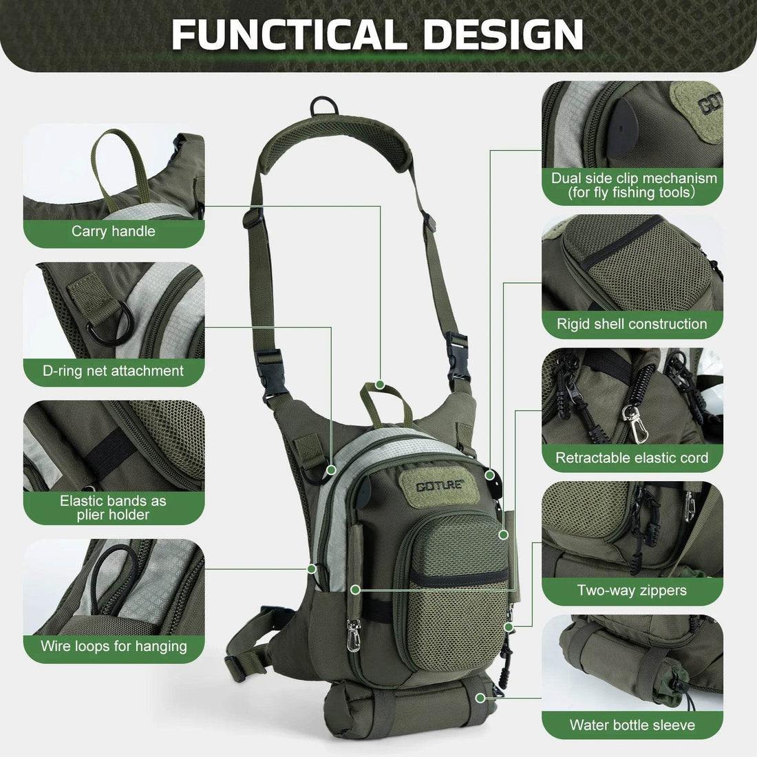 Goture Fly Fishing Chest Bag – Ultra Light Multi-Pocket Sling - Fish & Cheaps | Fishing & Outdoor Gear