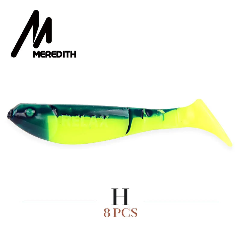 MEREDITH 7cm 4.5g 8pcs Set of 3 Predator Tackle Soft Plastic Jig Heads Pike Lures Fishing Soft Lures