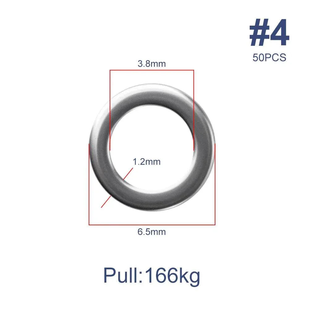 Noeby Heavy Duty Stainless Solid Ring (50 Pack) - Fish & Cheaps | Fishing & Outdoor Gear