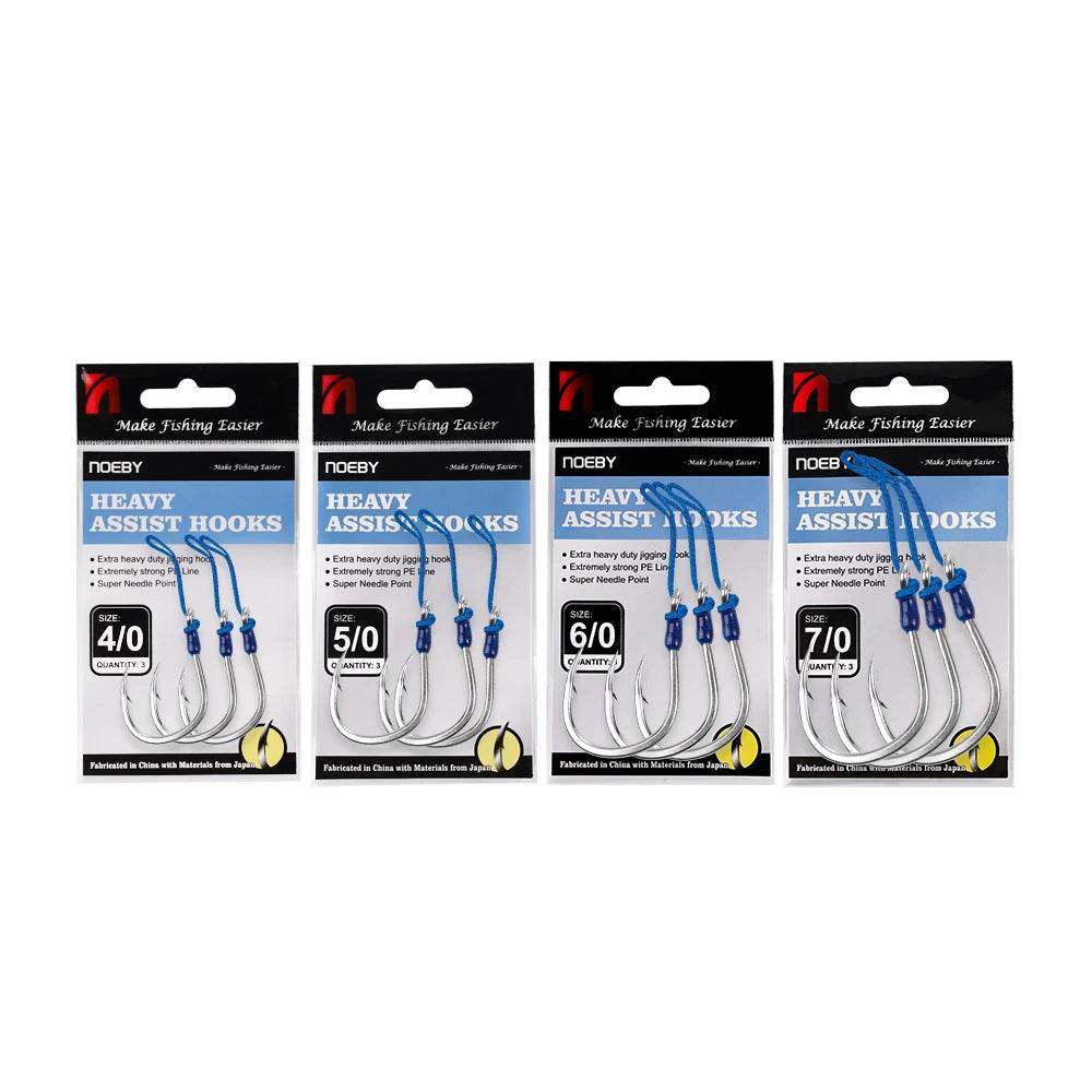 Noeby Heavy Duty Jigging Assist Rig Hooks – 3PC Tin Coated - Fish & Cheaps | Fishing & Outdoor Gear