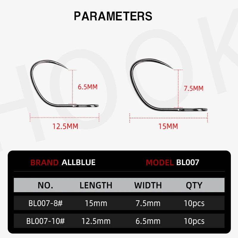 ALLBLUE  Barbless Trout Hook Set – 10pcs Vertical Eye (10#, 8#) - Fish & Cheaps | Fishing & Outdoor Gear
