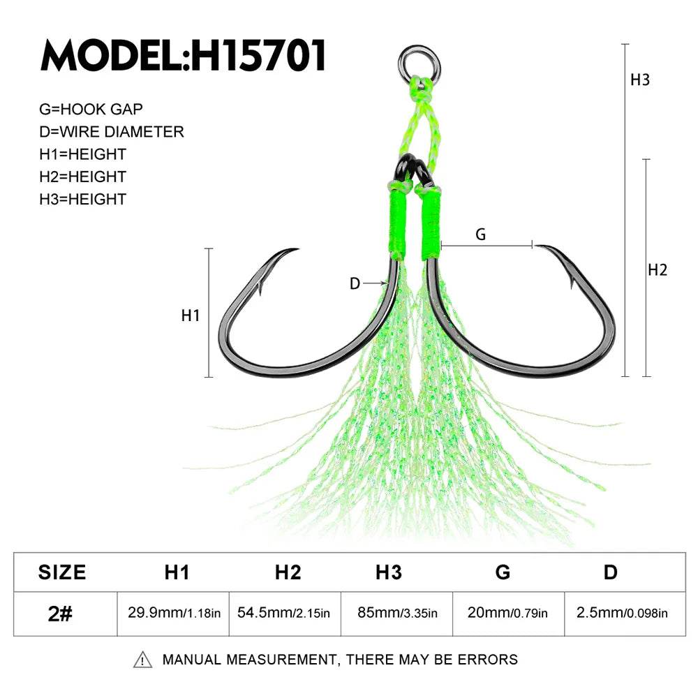 PROBEROS 2Pcs Assist Double Jig Hooks - Fish & Cheaps | Fishing & Outdoor Gear