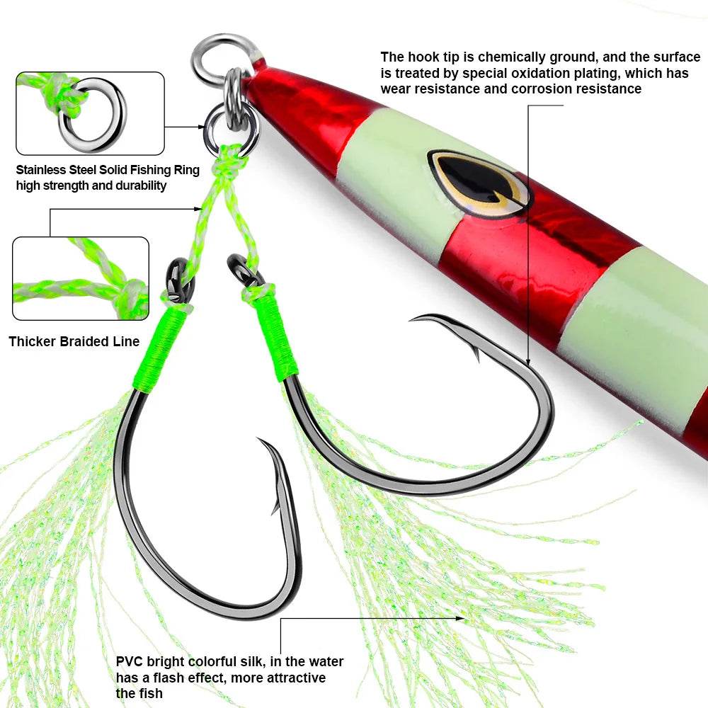 PROBEROS 2Pcs Assist Double Jig Hooks - Fish & Cheaps | Fishing & Outdoor Gear