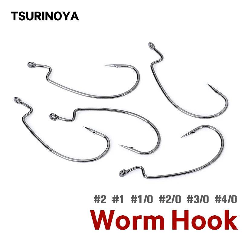 TSURINOYA Worm Fishing Hooks – Ultra-Sharp Cank Tackle - Fish & Cheaps | Fishing & Outdoor Gear