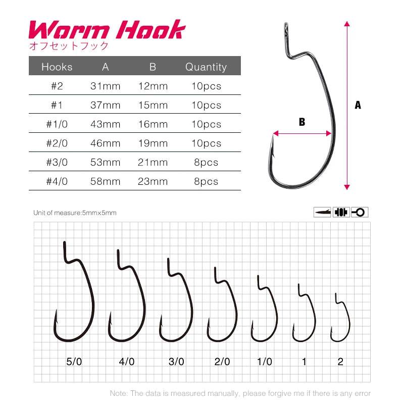 TSURINOYA Worm Fishing Hooks – Ultra-Sharp Cank Tackle - Fish & Cheaps | Fishing & Outdoor Gear