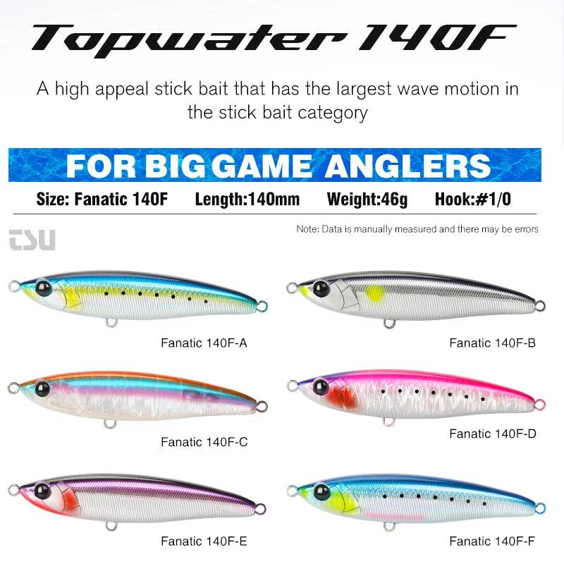 TSURINOYA 140F Topwater Pencil – FANATIC 140mm - Fish & Cheaps | Fishing & Outdoor Gear